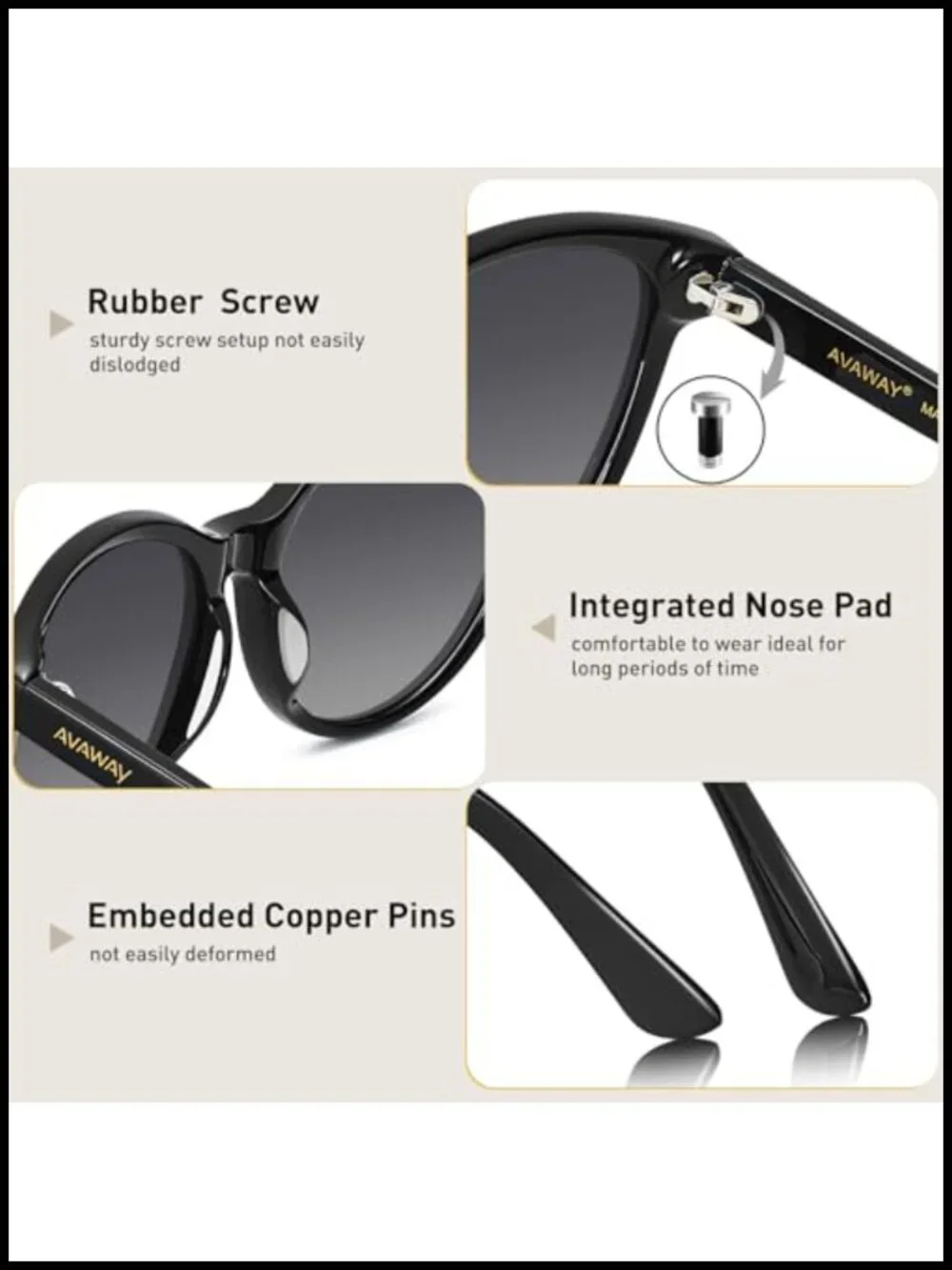 Polarized Cat Eye Sunglasses UV400 Protection Acetate Frame Driving Golf Hiking